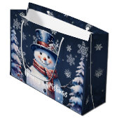 Winterwald Snowman Weihnachten Große Geschenktüte (Vorderseite Schrägansicht)