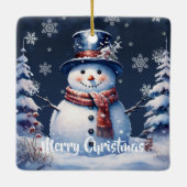 Winterwald Snowman Weihnachten Keramikornament (Rückseite)