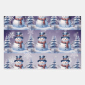 Winterwald Snowman Weihnachten | Lila Geschenkpapier Set (Vorderseite)