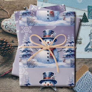 Winterwald Snowman Weihnachten Lila Geschenkpapier Set