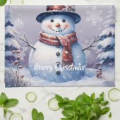 Winterwald Snowman Weihnachten | Lila Geschirrtuch (Gefaltet)