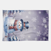 Winterwald Snowman Weihnachten | Lila Geschirrtuch (Horizontal)