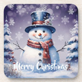 Winterwald Snowman Weihnachten | Lila Getränkeuntersetzer (Vorderseite)