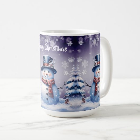 Winterwald Snowman Weihnachten | Lila Kaffeetasse (VorderseiteRechts)