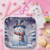 Winterwald Snowman Weihnachten | Lila Pappteller (Party)