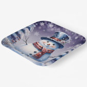 Winterwald Snowman Weihnachten | Lila Pappteller (Gewinkelt)