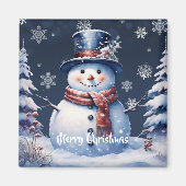Winterwald Snowman Weihnachten Magnet (Vorne)