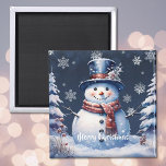 Winterwald Snowman Weihnachten Magnet<br><div class="desc">Fügen Sie eine skurrile Touch in Ihre Küche in dieser Ferienzeit mit einem Winterwald Snowman Weihnachtsmagnet. Magnet design besticht durch einen niedlichen Schneemann in einem bezaubernden Top Hut und Schal stehend in einer Winterwaldszene mit fallendem Schnee. Zusätzliche Ferienobjekte sind mit diesem Design erhältlich.</div>