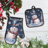 Winterwald Snowman Weihnachten Ofenhandschuh & Topflappen-Set