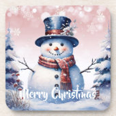 Winterwald Snowman Weihnachten | Pink Getränkeuntersetzer (Vorderseite)