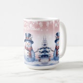 Winterwald Snowman Weihnachten | Pink Kaffeetasse (VorderseiteRechts)