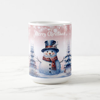 Winterwald Snowman Weihnachten | Pink Kaffeetasse