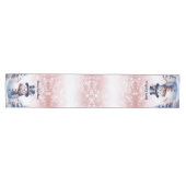 Winterwald Snowman Weihnachten | Pink Mittelgroßer Tischläufer (Horizontal)