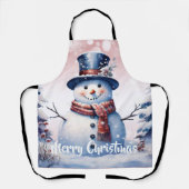 Winterwald Snowman Weihnachten | Pink Schürze (Vorderseite)