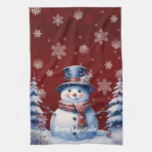Winterwald Snowman Weihnachten | Rot Geschirrtuch (Vertikal)
