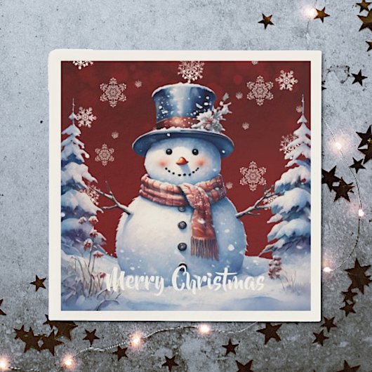 Winterwald Snowman Weihnachten | Rot Serviette