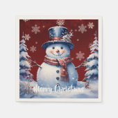 Winterwald Snowman Weihnachten | Rot Serviette (Vorderseite)