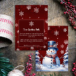 Winterwald Snowman Weihnachten | Rotes Party Einladung<br><div class="desc">Die Weihnachtsfeier lädt mit dem festlichen Roten Winterwald Snowman zu Ihrer Feier ein. Das einladende Design besticht durch einen niedlichen Schneemann in einem bezaubernden Top-Hut und Schal,  stehend in einer Winterwaldszene mit fallendem Schnee. Personalisieren Sie Ihre Party- und UAWG-Daten. Mit diesem Design sind auch zusätzliche Geschenk- und Urlaubsartikel erhältlich.</div>