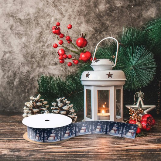 Winterwald Snowman Weihnachten Satinband