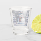 Winterwald Snowman Weihnachten Schnapsglas (Rückseite)