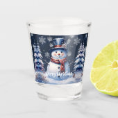 Winterwald Snowman Weihnachten Schnapsglas (Vorderseite)