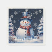 Winterwald Snowman Weihnachten Serviette (Vorderseite)