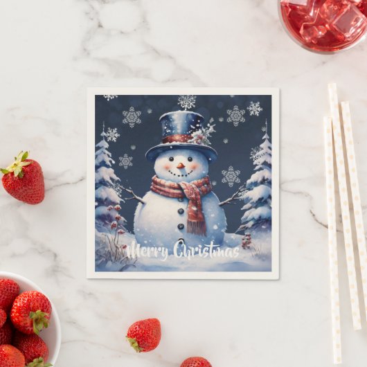 Winterwald Snowman Weihnachten Serviette (Beispiel)
