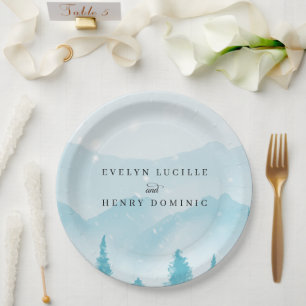 Winterwald Snowy Mountain Hochzeit Pappteller