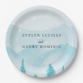 Winterwald Snowy Mountain Hochzeit Pappteller (Vorderseite)