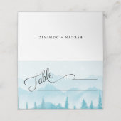 Winterwald Snowy Mountain Hochzeit Platzkarte (Außenseite Aufgefaltet)