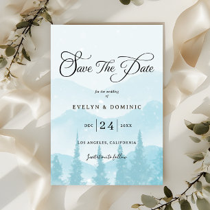 Winterwald Snowy Mountain Hochzeit Save The Date
