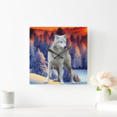 Winterwald Sonnenaufgang Themenplatz Wall Uhr (Zuhause)