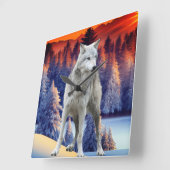 Winterwald Sonnenaufgang Themenplatz Wall Uhr (Winkel)