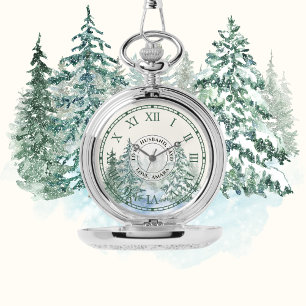 Winterwald-Taschenuhr – Maßgefertigtes silbernes E Armbanduhr