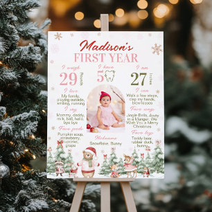 Winterwald-Tier-Mädchen-Geburtstags-Meilenstein-Fo Poster
