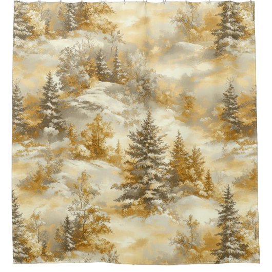 Winterwald Toile de Jouy Muster (1) Duschvorhang (Vorderseite)