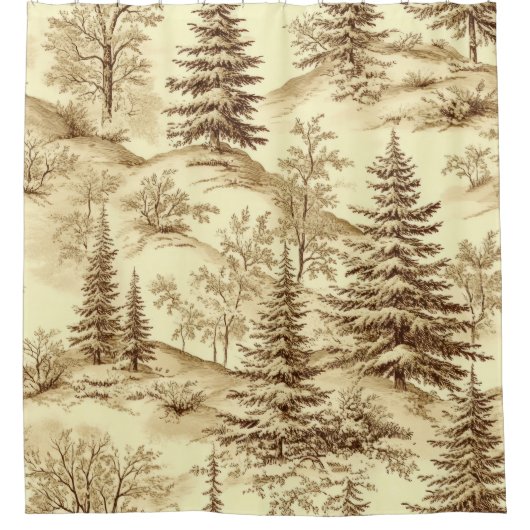Winterwald Toile de Jouy Muster (2) Duschvorhang (Vorderseite)