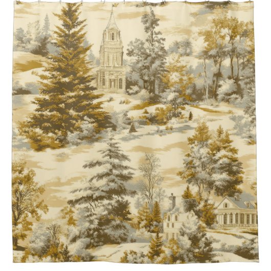 Winterwald Toile de Jouy Muster (4) Duschvorhang (Vorderseite)