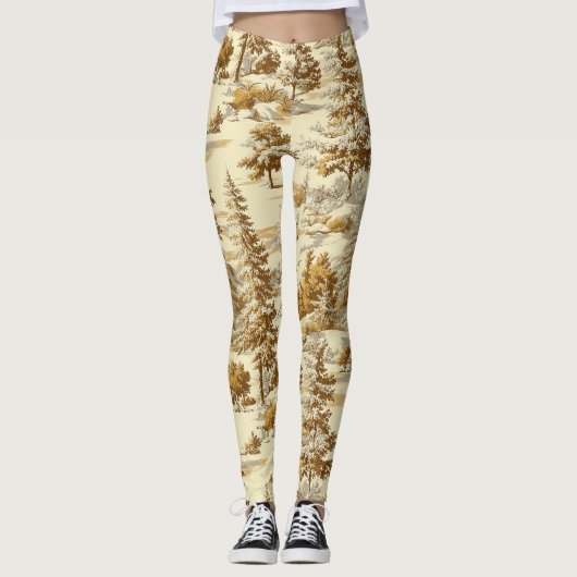 Winterwald Toile de Jouy Muster (7) Leggings (Vorderseite)