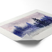Winterwald Twilight Firs Wasserfarben Kunst, Dicht Poster (Ecke)