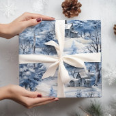 Winterwald und ein Weihnachtsstall Geschenkpapier