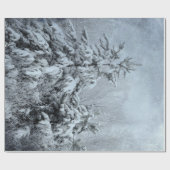 Winterwald Vintage Waldlandschneebedeckte Bäume Geschenkpapier (Flach)