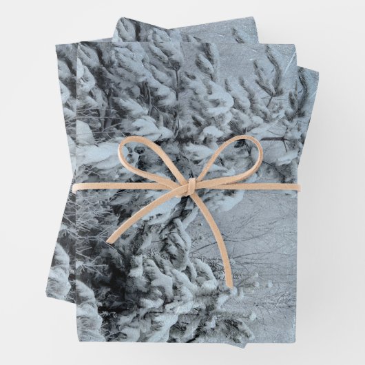 Winterwald Vintage Waldlandschneebedeckte Bäume Geschenkpapier Set (Beispiel)