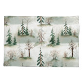 Winterwald: Von Hand Gezeichnet Grüner Weichzeichn Kissenbezug (Rückseite)