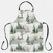 Winterwald: Von Hand Gezeichnet Grüner Weichzeichn Schürze (Vorderseite)