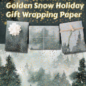 Winterwald Wälder Goldene Schnee Geschenkpapier Set