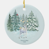 Winterwald-Waldhirsche Keramik Ornament (Hinten)