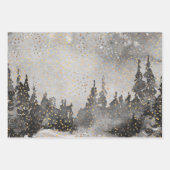 Winterwald Waldland II Goldenes Schnee Geschenkpapier Set (Vorderseite 2)