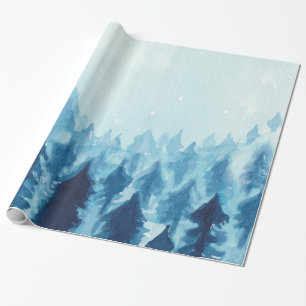 Winterwald, Waldschnee Blau Geschenkpapier