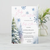 Winterwald Waldschneeflocken Baby Es ist kalt Einladung (Stehend Vorderseite)